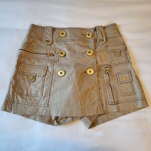 Cache Metallic Gold Khaki Skort Nautical Summer Size 4